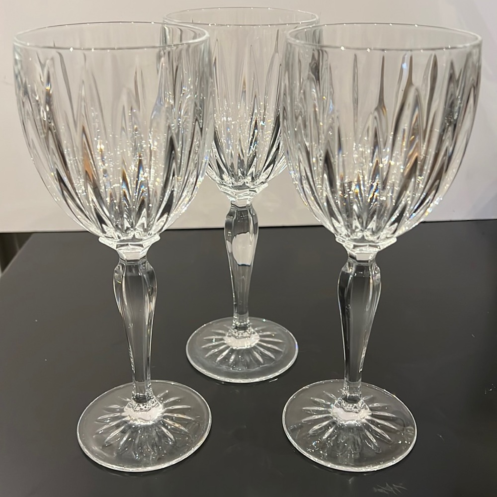 Cristal D'Arques Durand Classic Wine Water  Clear Heavy Crystal Glass Set of 3